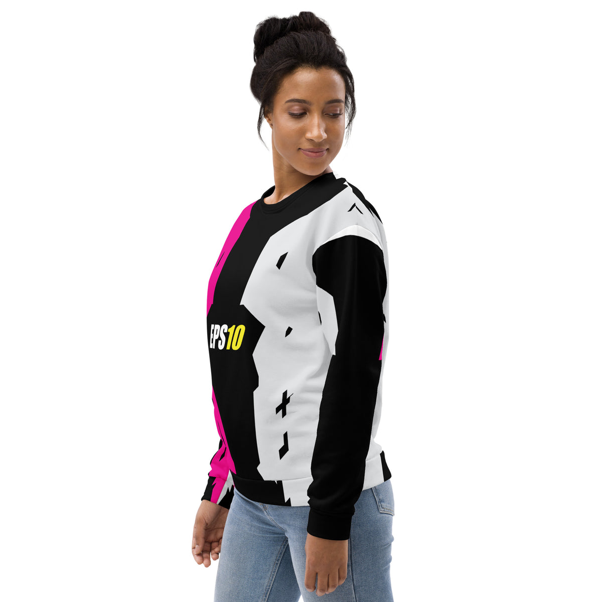 Women's Pink, Black & White Abstract Sweatshirt