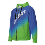 Women’s Blue & Green Sportswear Zip-Up Hoodie