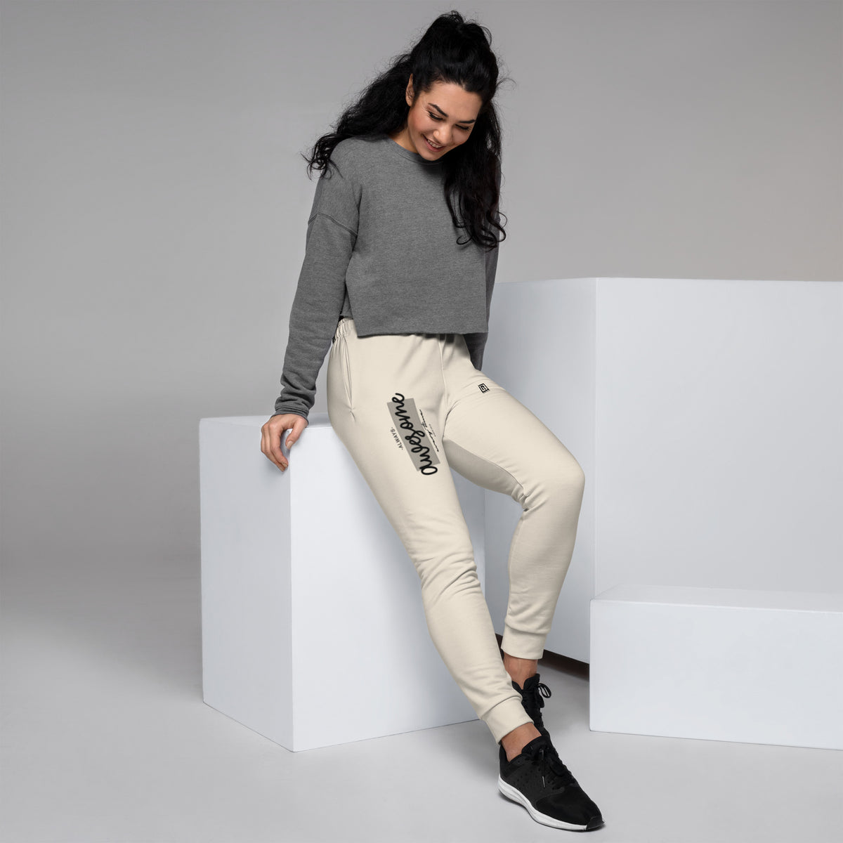 Women’s White Motivational Joggers