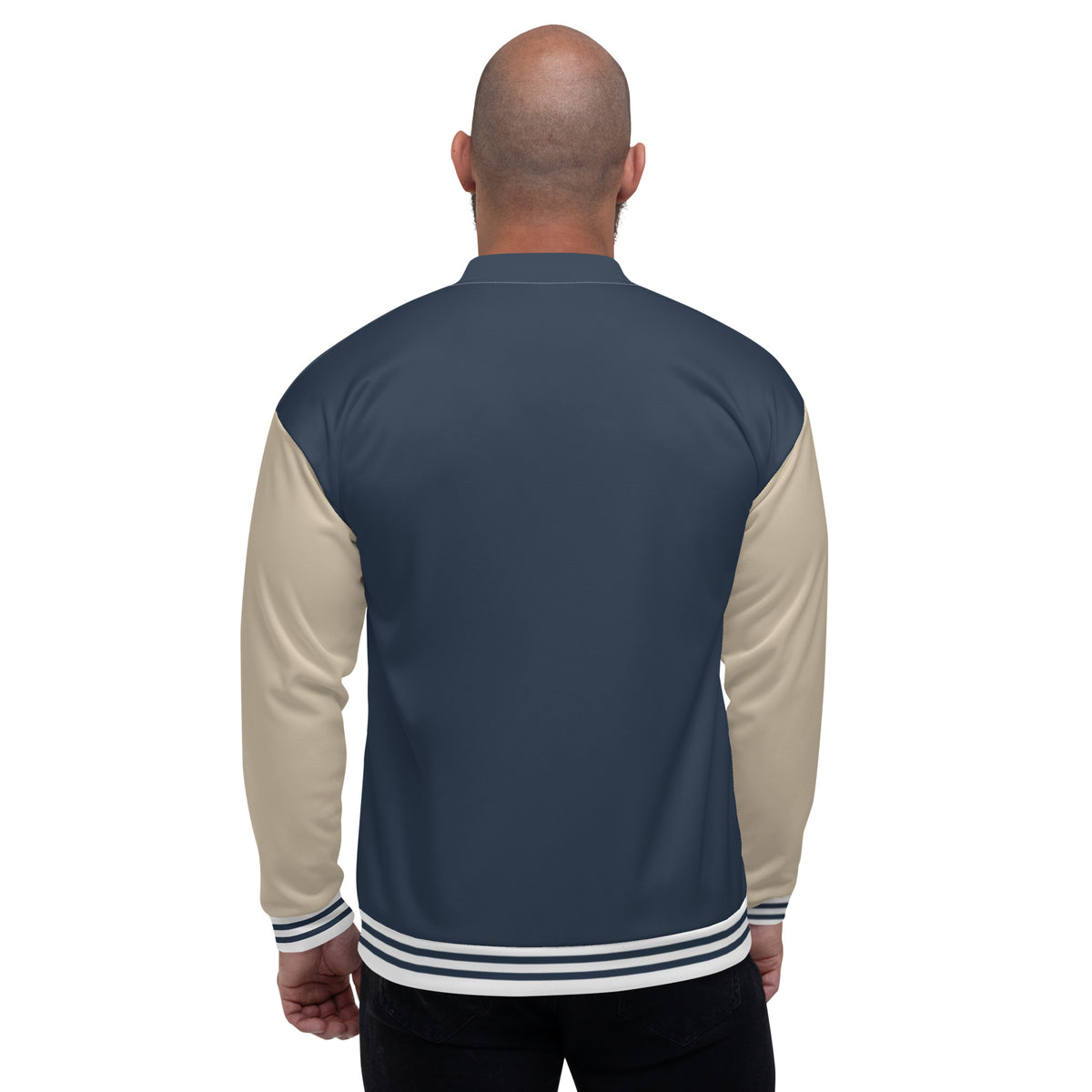 Unisex Navy and Beige Bomber Jacket