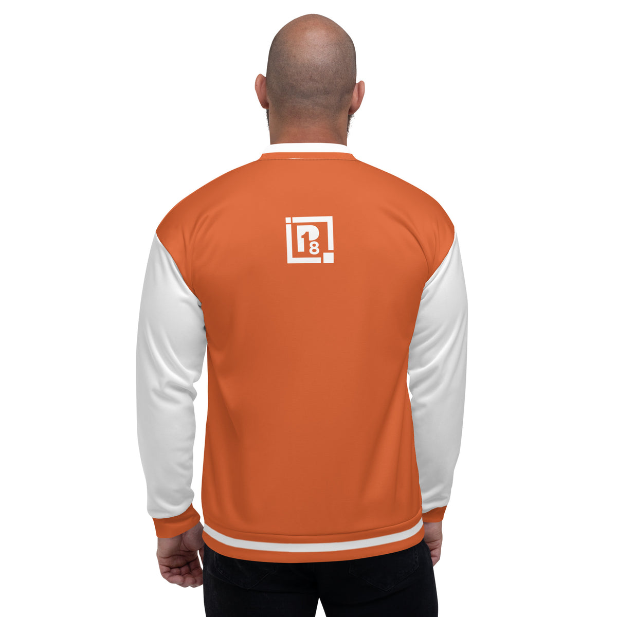 Unisex Orange and White Bomber Jacket
