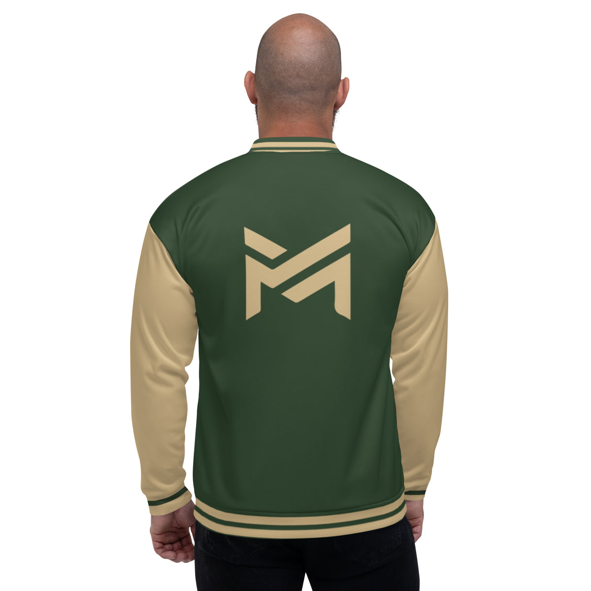 Men’s Green & Beige Varsity Bomber Jacket