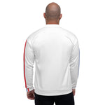 Men's Full Sleeve White Zip-Front Bomber Jacket