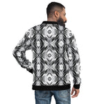 Full Sleeve Black & White Abstract Print Bomber Jacket