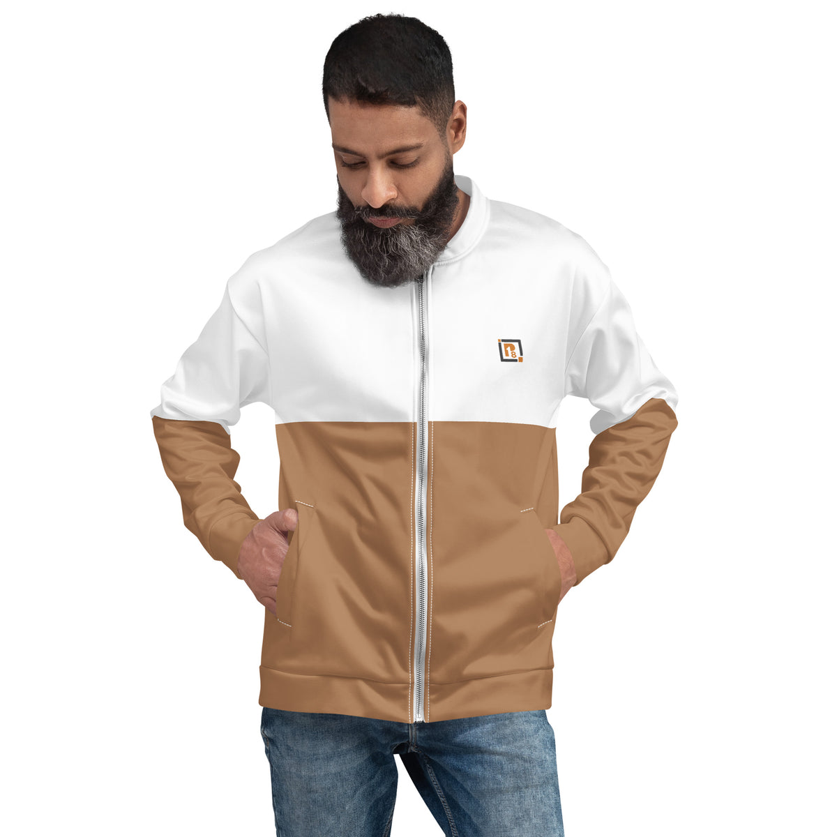 Men’s White & Tan Bomber Jacket