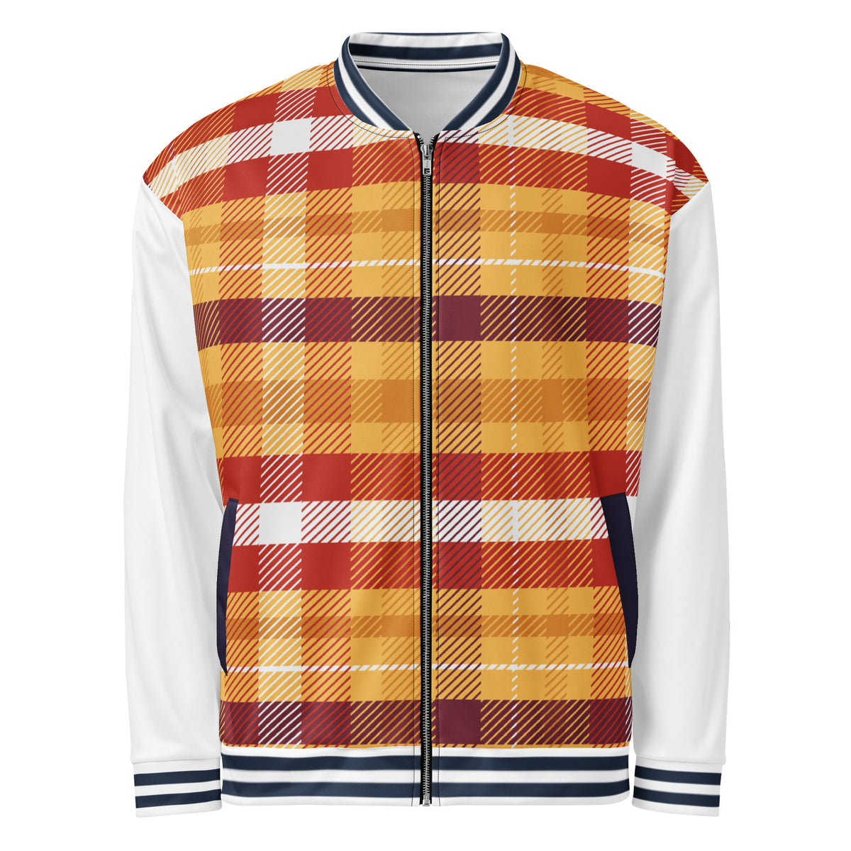 Women's Plaid Print Zip-Up Bomber Jacket