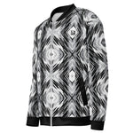 Full Sleeve Black & White Abstract Print Bomber Jacket
