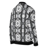 Full Sleeve Black & White Abstract Print Bomber Jacket