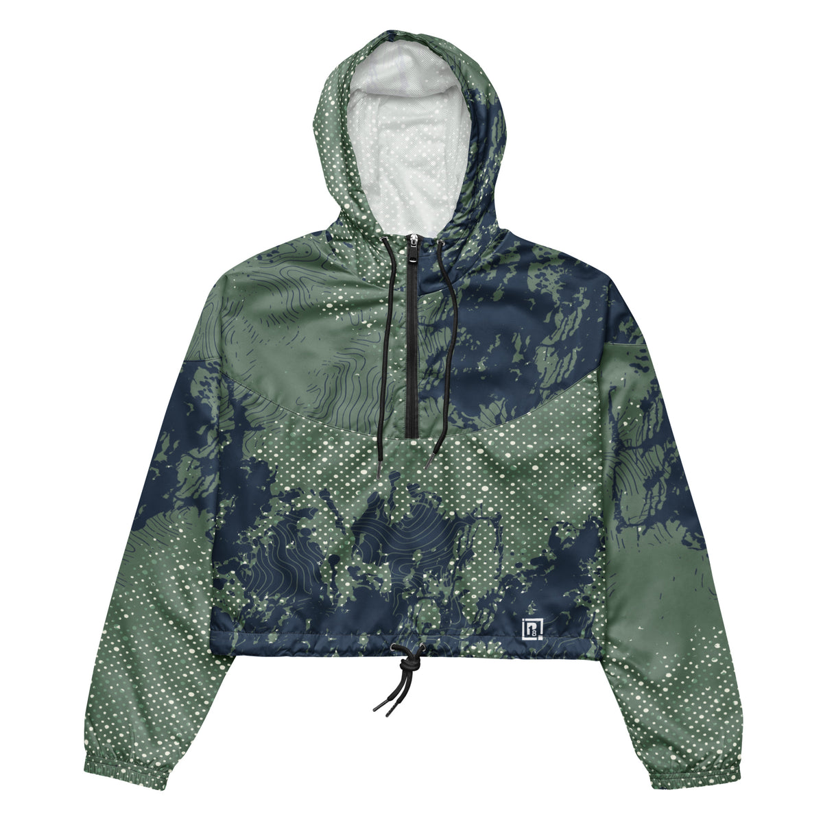 Women's Abstract Print Cropped Windbreaker Jacket
