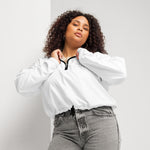 Women's White Cropped Windbreaker Jacket
