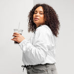 Women's White Cropped Windbreaker Jacket