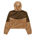 Women's Two-Tone Brown Cropped Windbreaker Jacket
