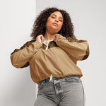 Women's Two-Tone Brown Cropped Windbreaker Jacket