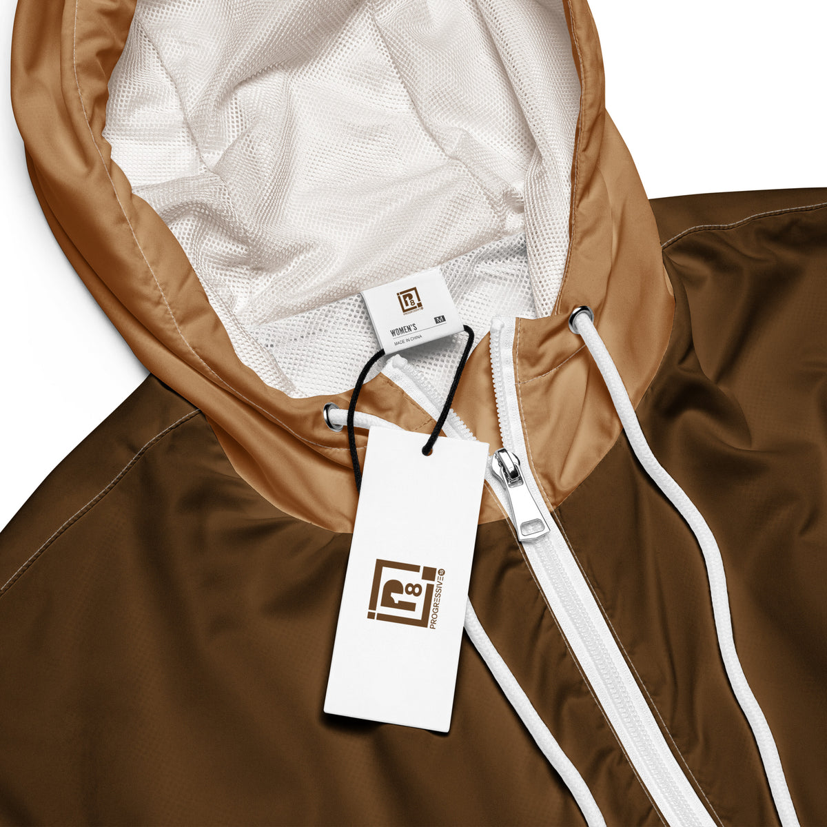 Women's Two-Tone Brown Cropped Windbreaker Jacket