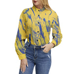 Women's Abstract Swirl Print Button-Up Shirt – Bold & Trendy