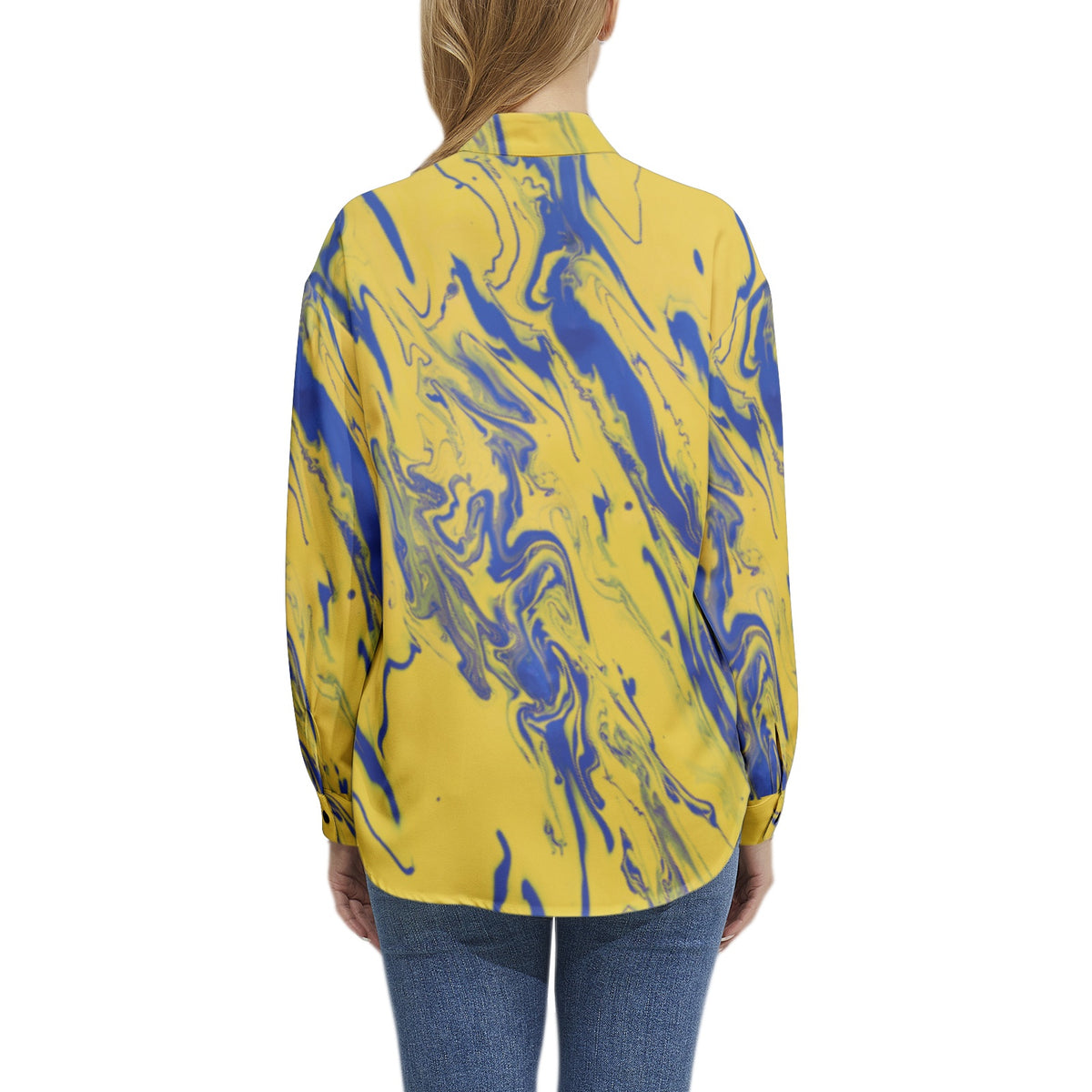 Women's Abstract Swirl Print Button-Up Shirt – Bold & Trendy