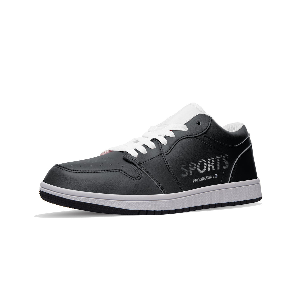 Men's Black and White Sports Low-Top Sneakers