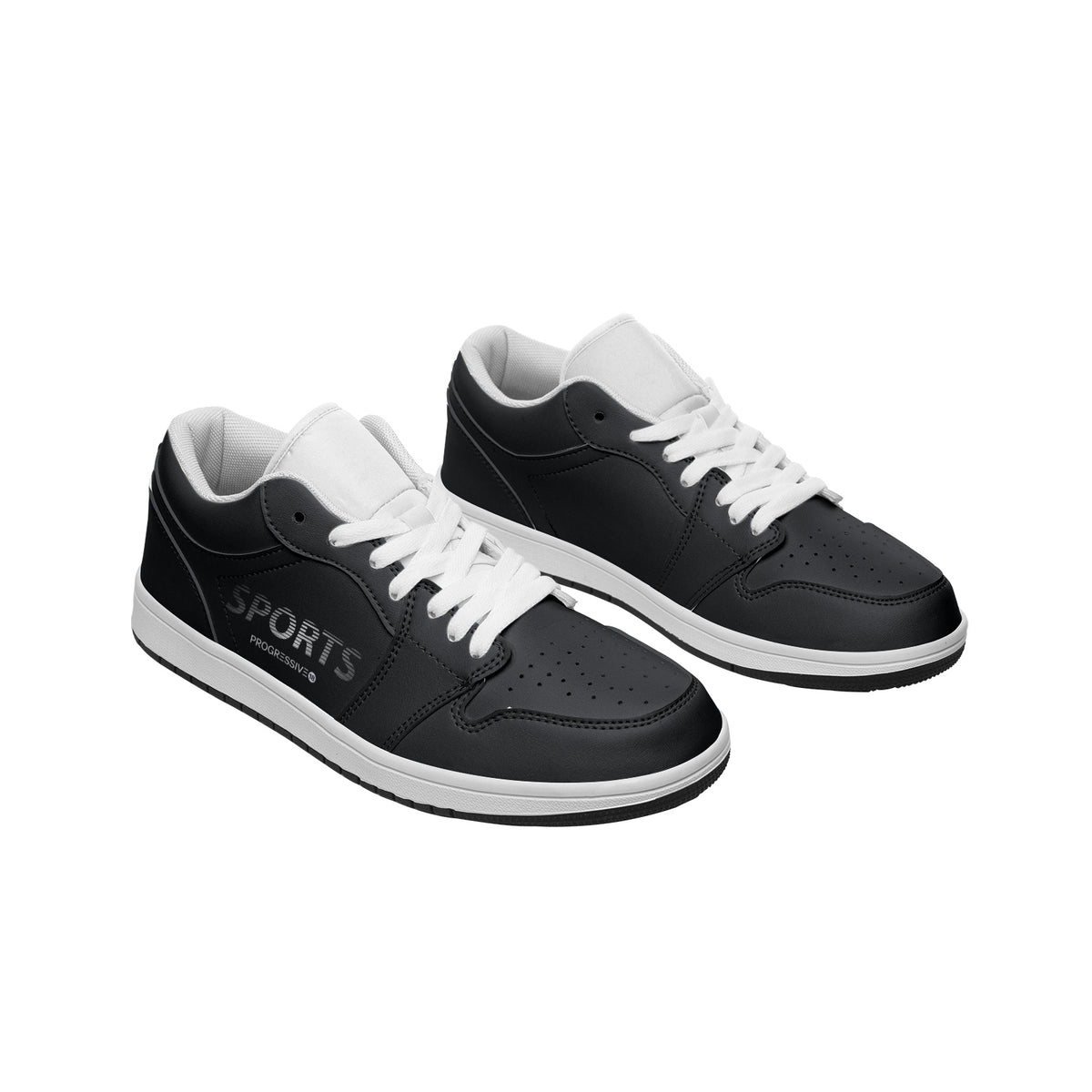 Men's Black and White Sports Low-Top Sneakers