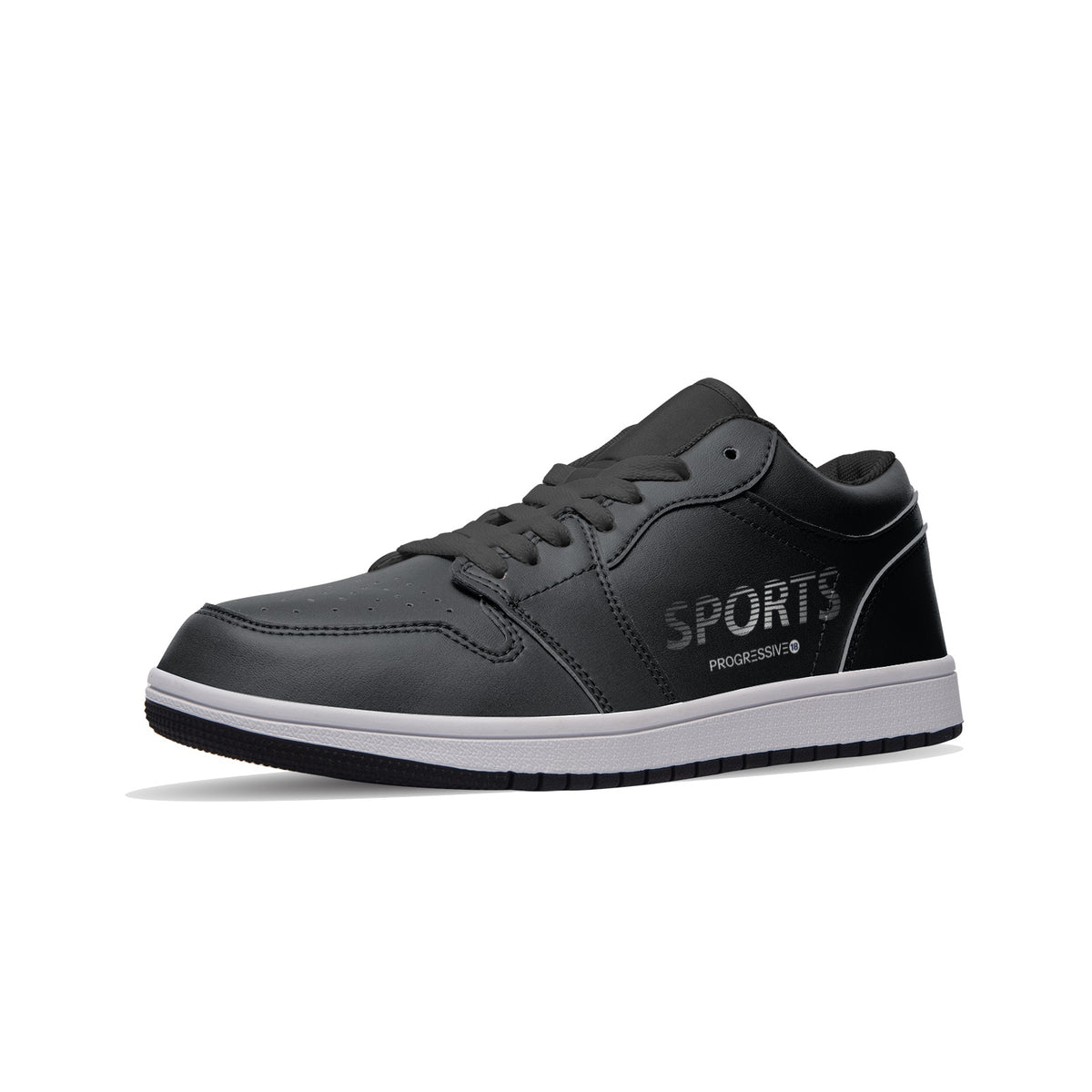 Men's Black and White Sports Low-Top Sneakers