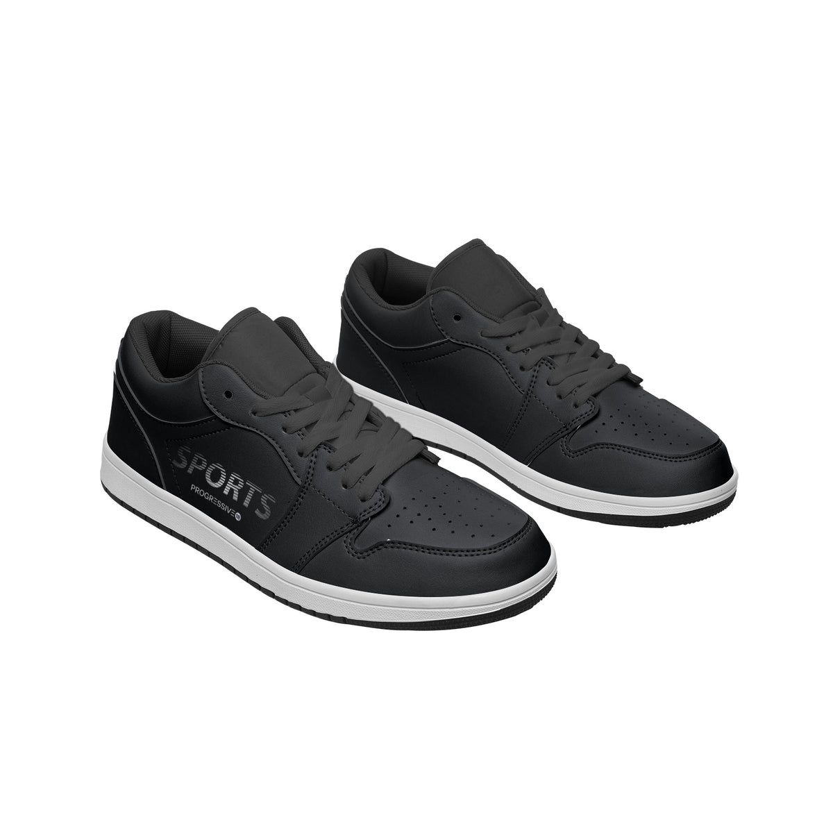 Men's Black and White Sports Low-Top Sneakers