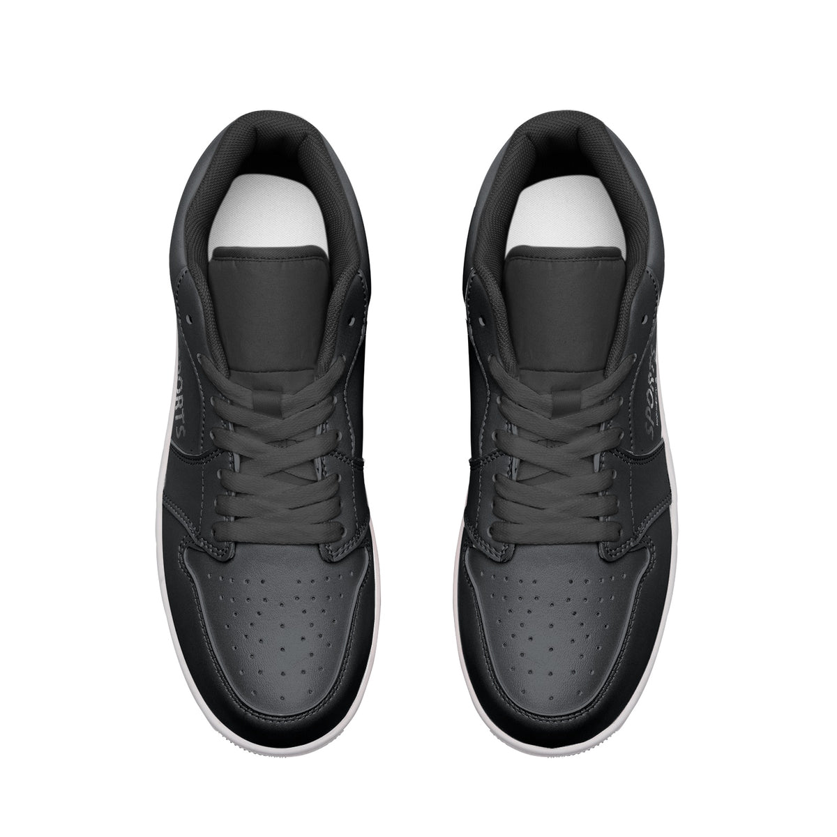 Men's Black and White Sports Low-Top Sneakers