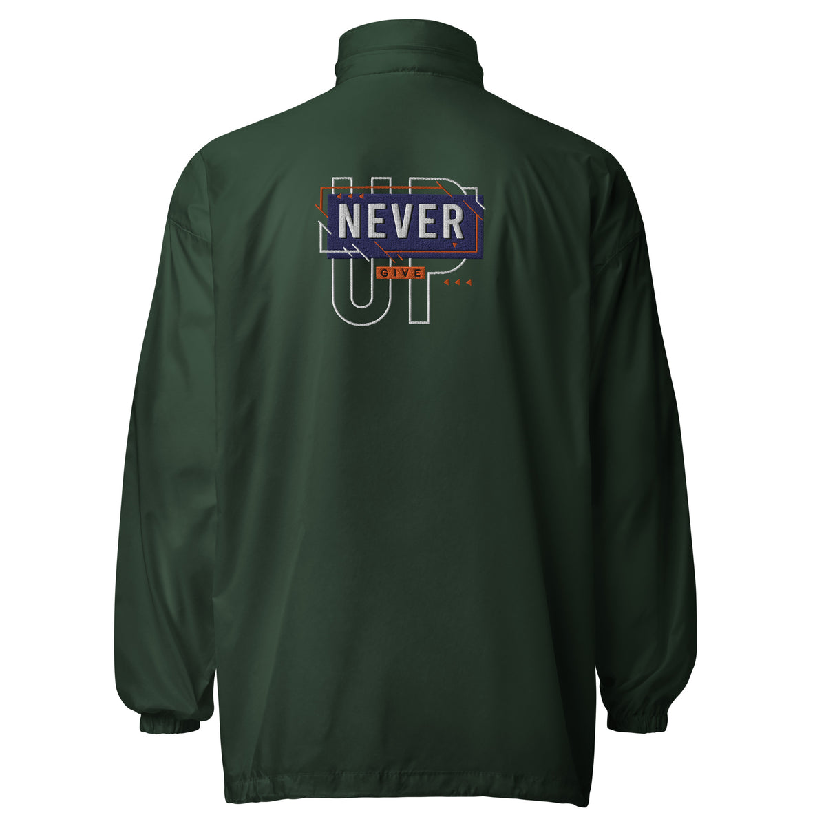 Men’s "Never Give Up" Green Windbreaker
