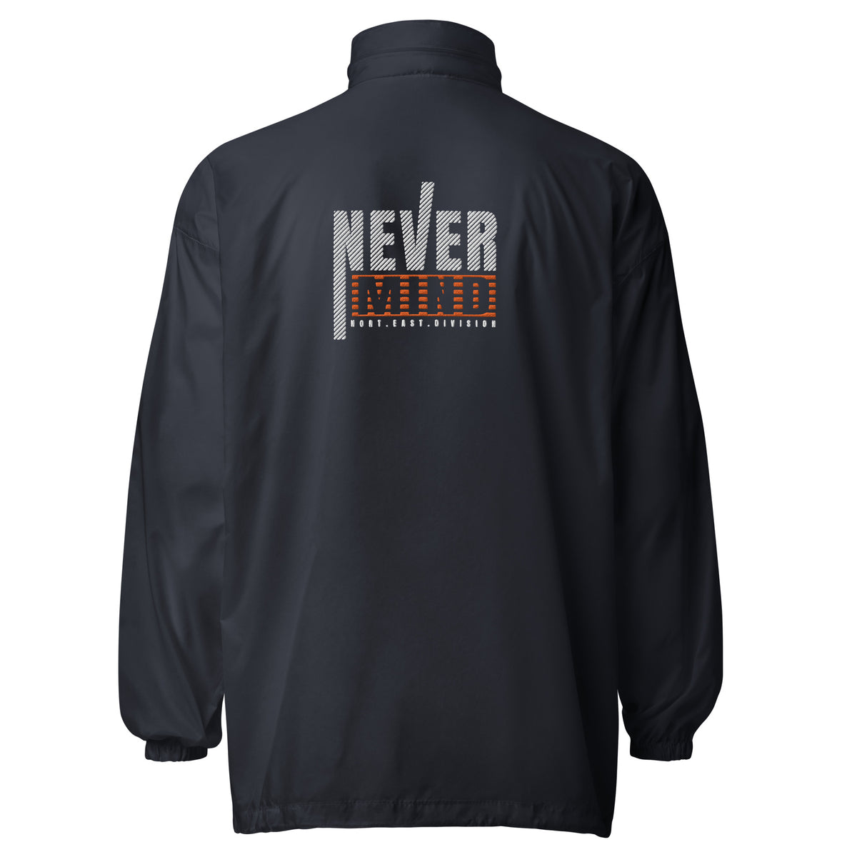 Men’s Black Windbreaker Jacket – "Never Mind" Design
