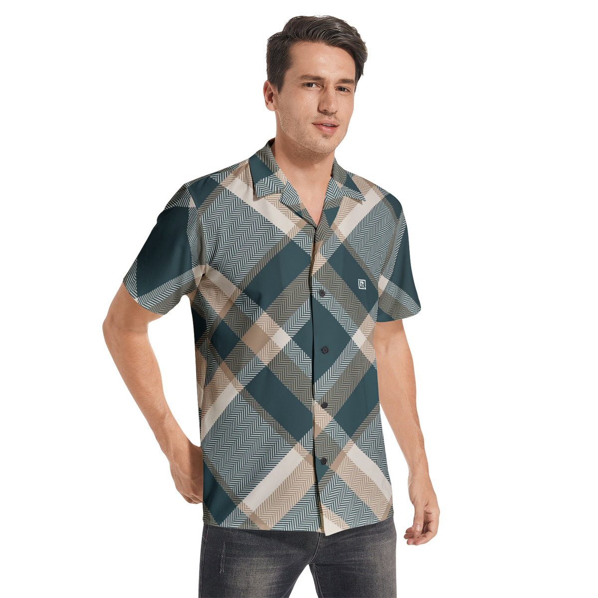 Men's Green Plaid Short Sleeve Shirt