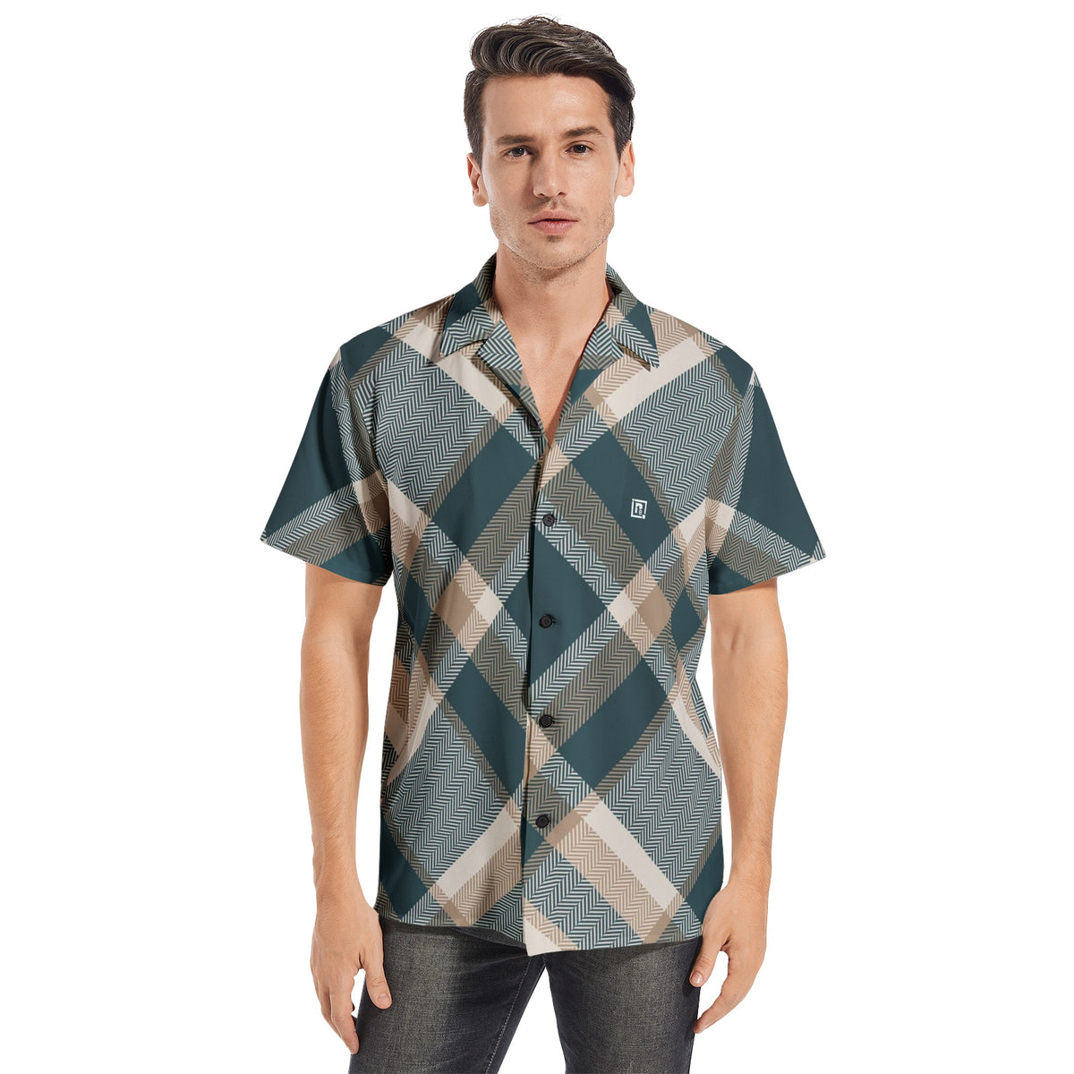 Men's Green Plaid Short Sleeve Shirt