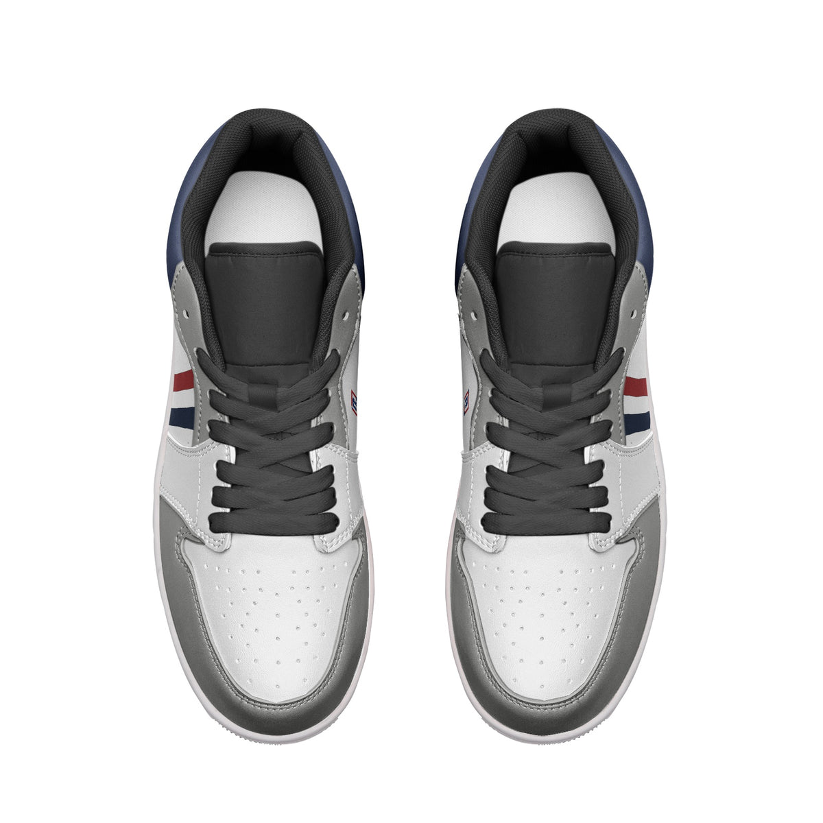 Men's White, Grey & Navy Low-Top Sneakers