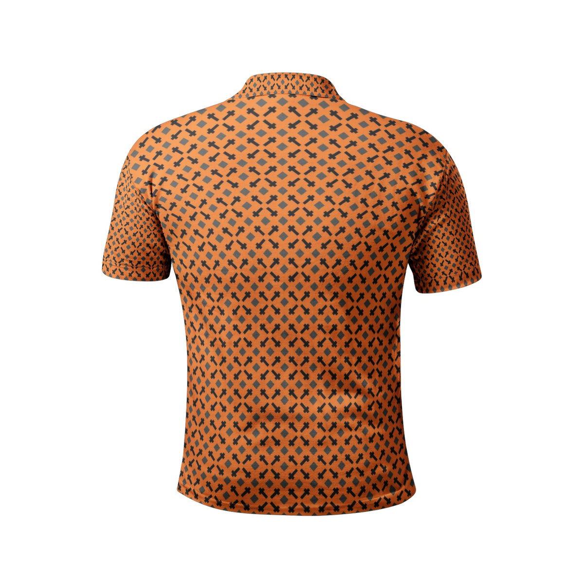 Men’s Orange Micro-Pattern Polo T-Shirt