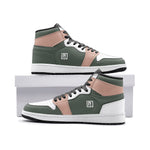 Men's Green, Pink, and White High-Top Sneakers
