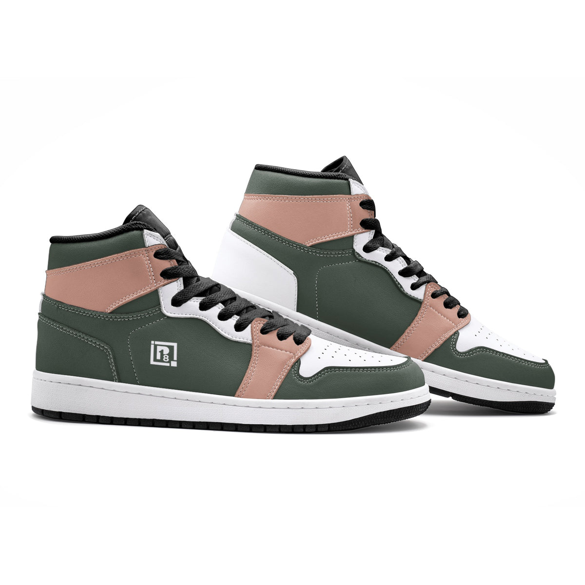Men's Green, Pink, and White High-Top Sneakers