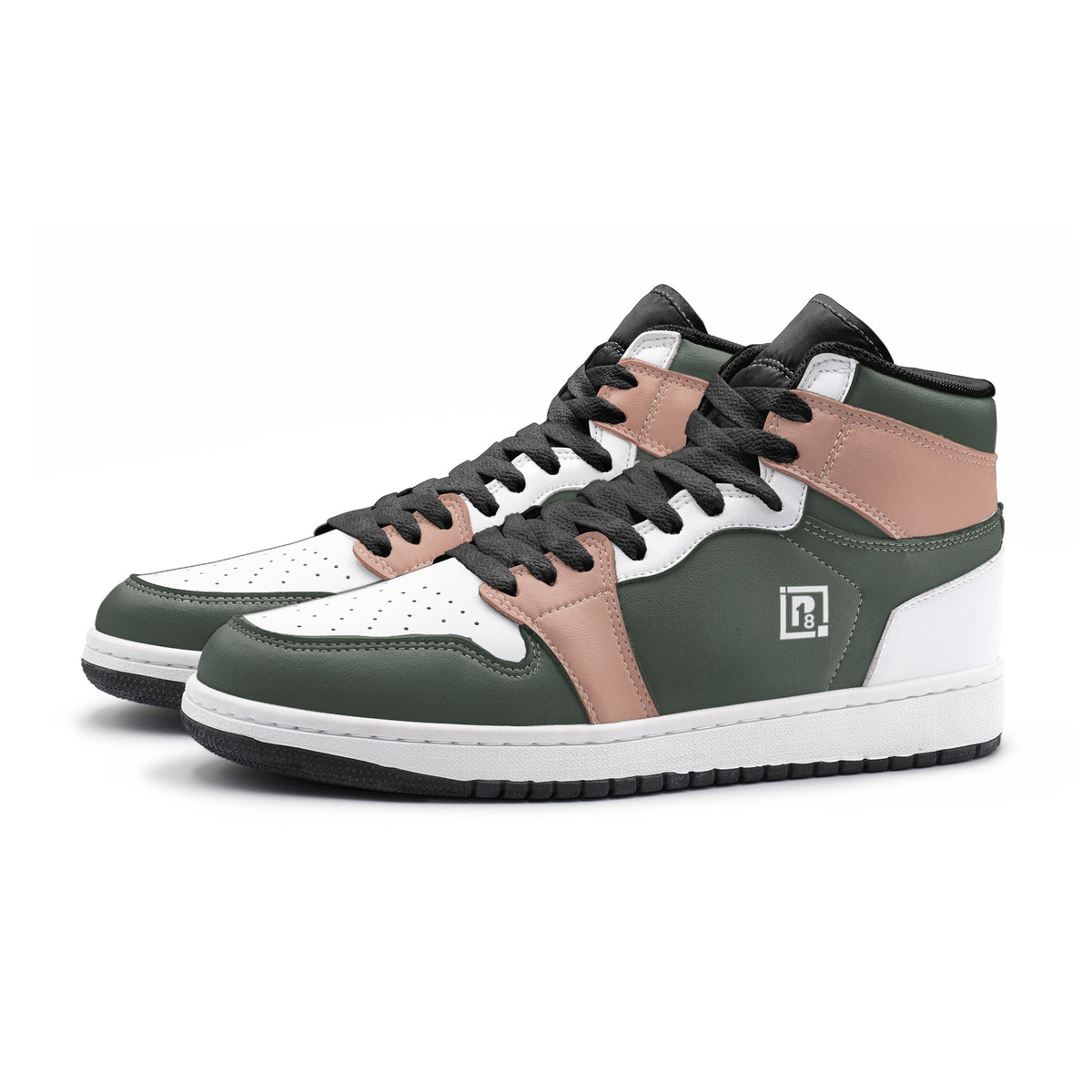 Men's Green, Pink, and White High-Top Sneakers
