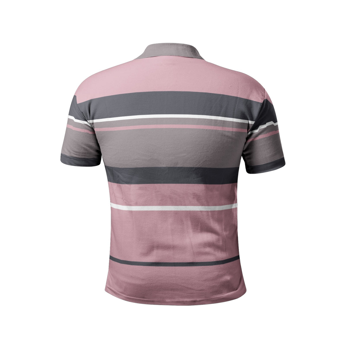 Men’s Striped Pattern Pink, Gray Polo T-shirt