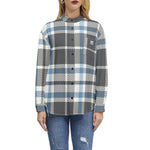 Women's Blue & White Plaid Button-Up Shirt – Classic & Versatile