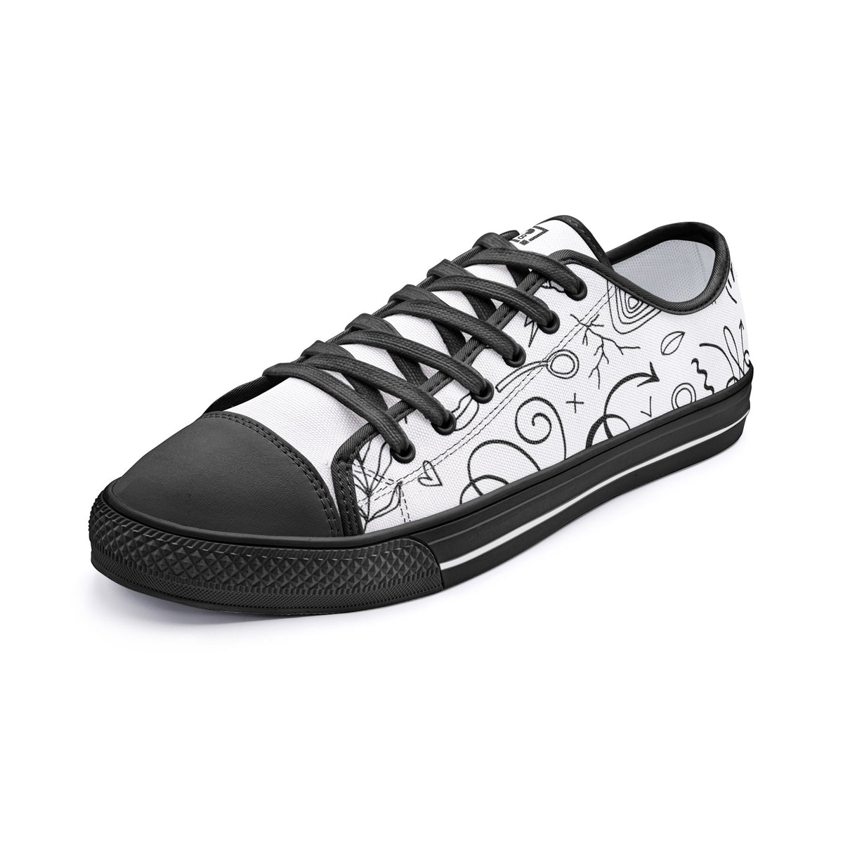 Men's White Doodle Canvas Sneakers