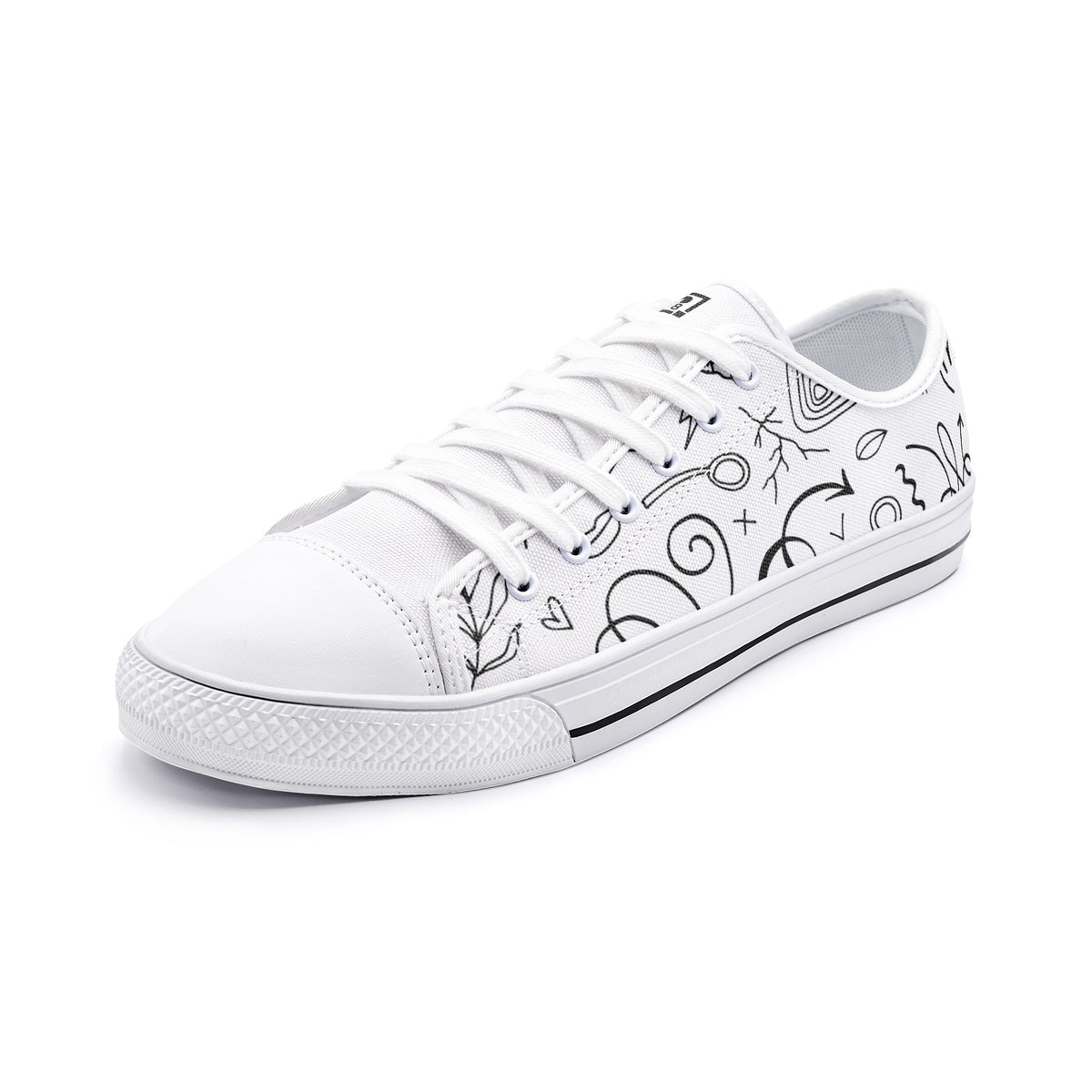 Men's White Doodle Canvas Sneakers