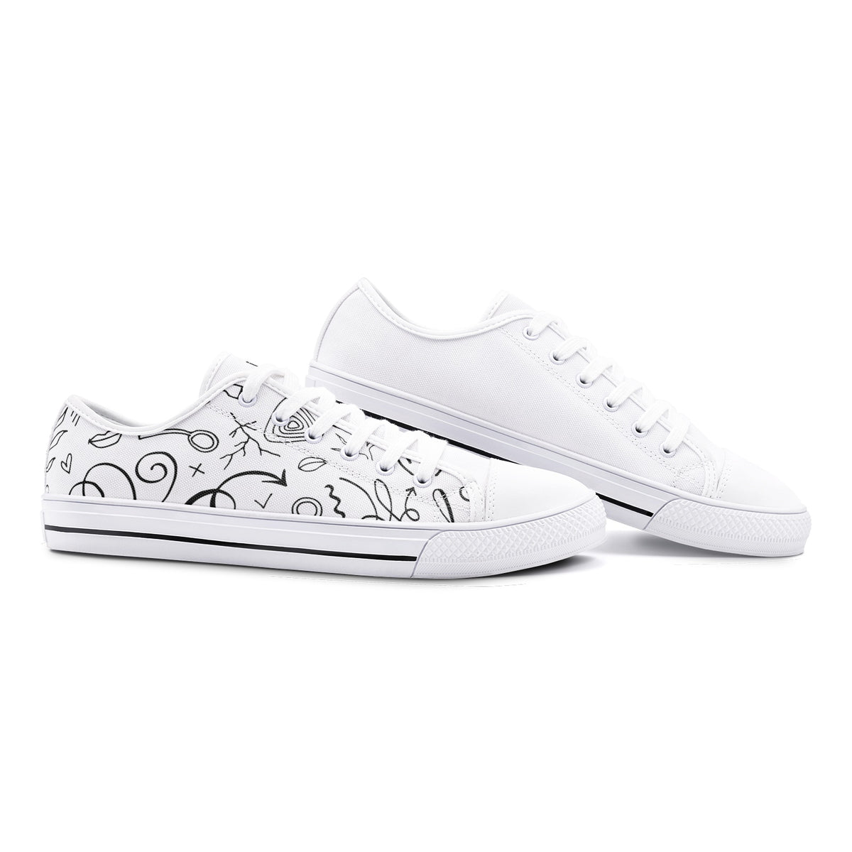 Men's White Doodle Canvas Sneakers