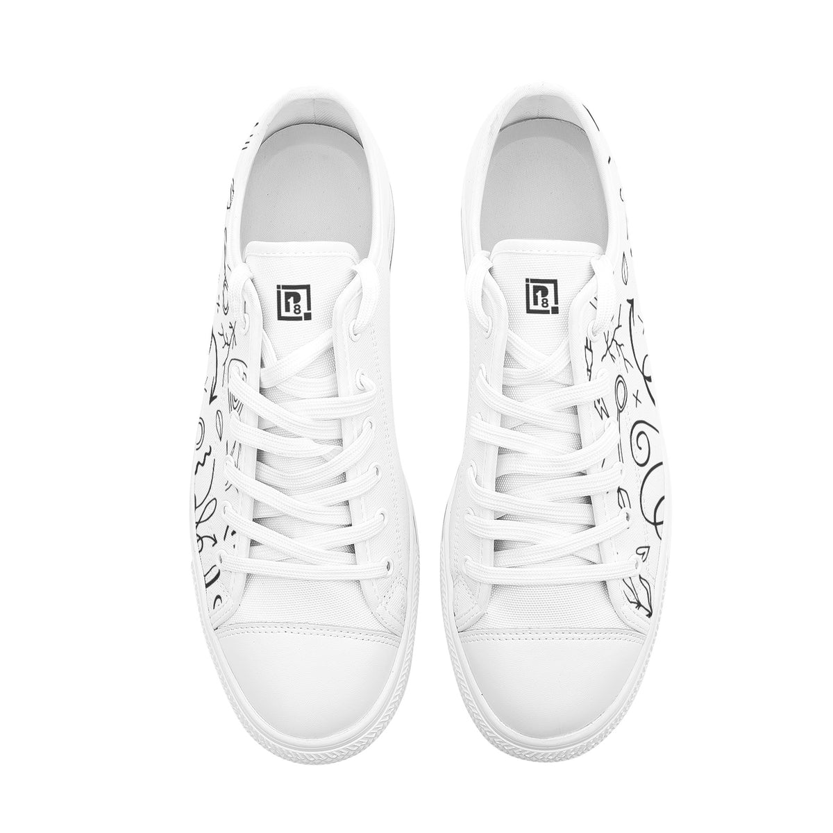 Men's White Doodle Canvas Sneakers