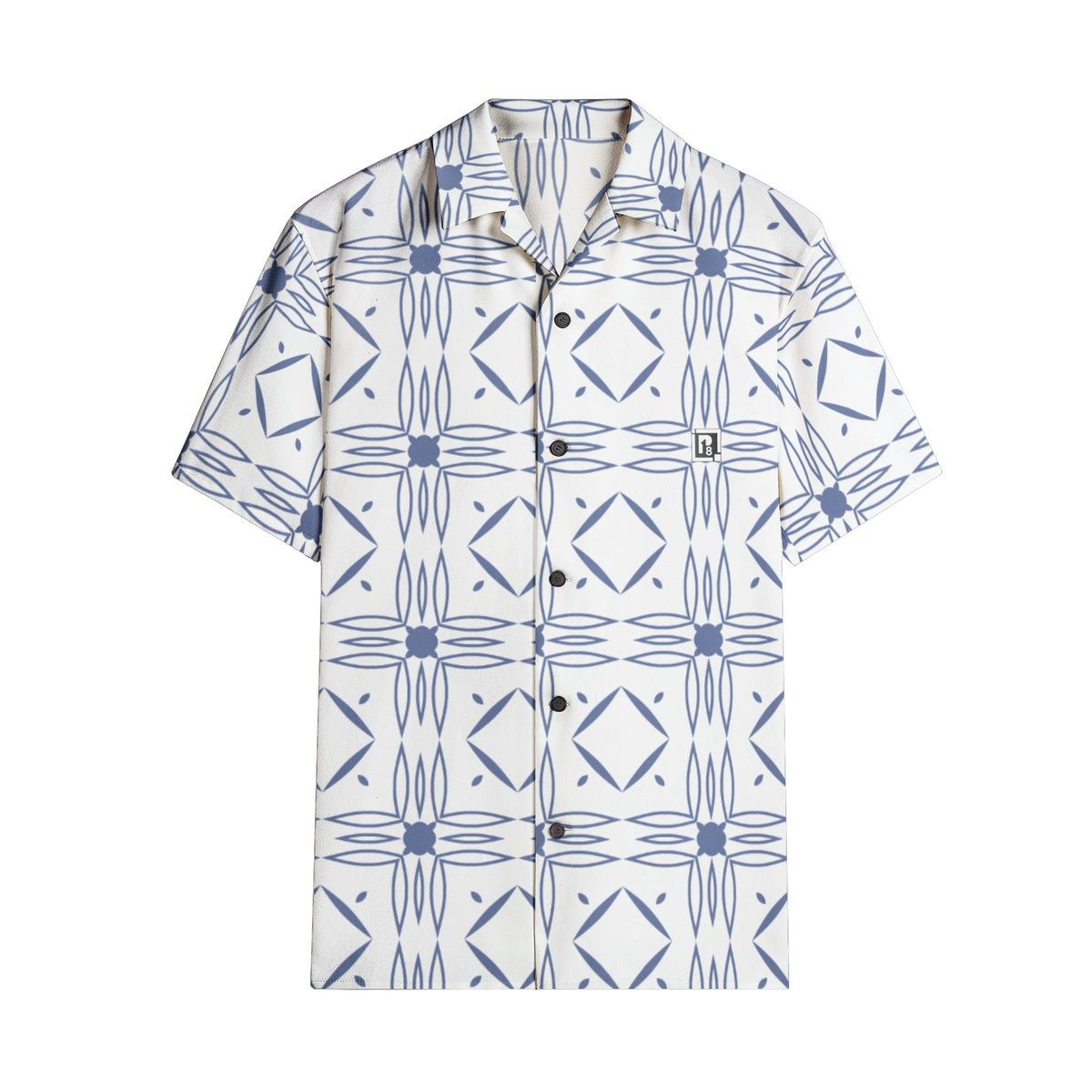 Men’s Short Sleeve Blue Geometric Print Shirt