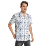 Men’s Short Sleeve Blue Geometric Print Shirt
