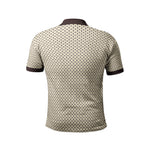 Men’s Beige and Brown Geometric Pattern Polo T-Shirt