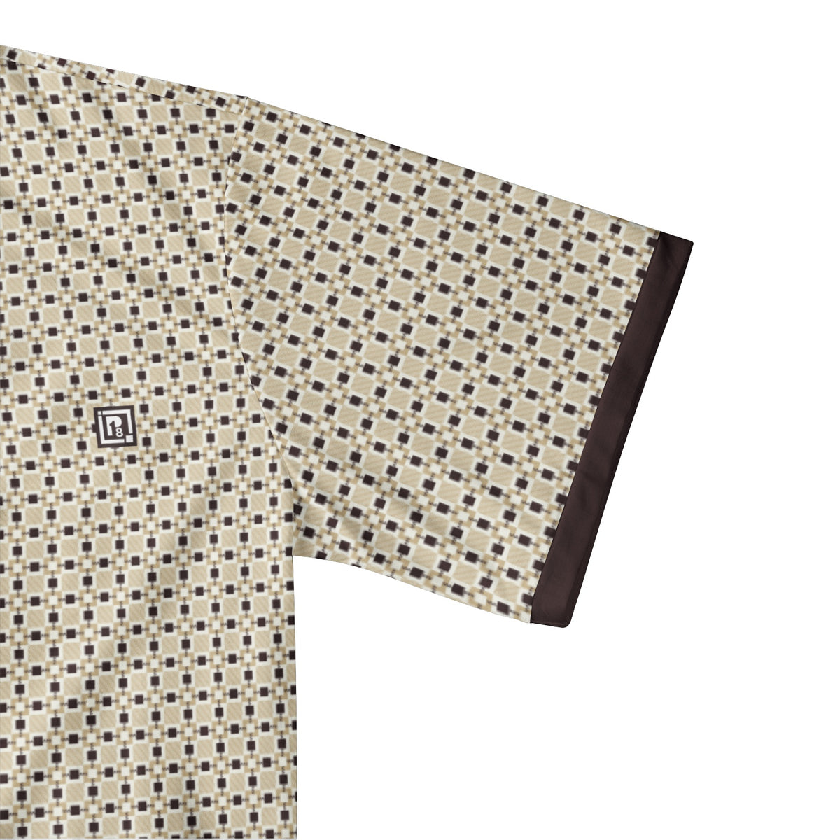 Men’s Beige and Brown Geometric Pattern Polo T-Shirt