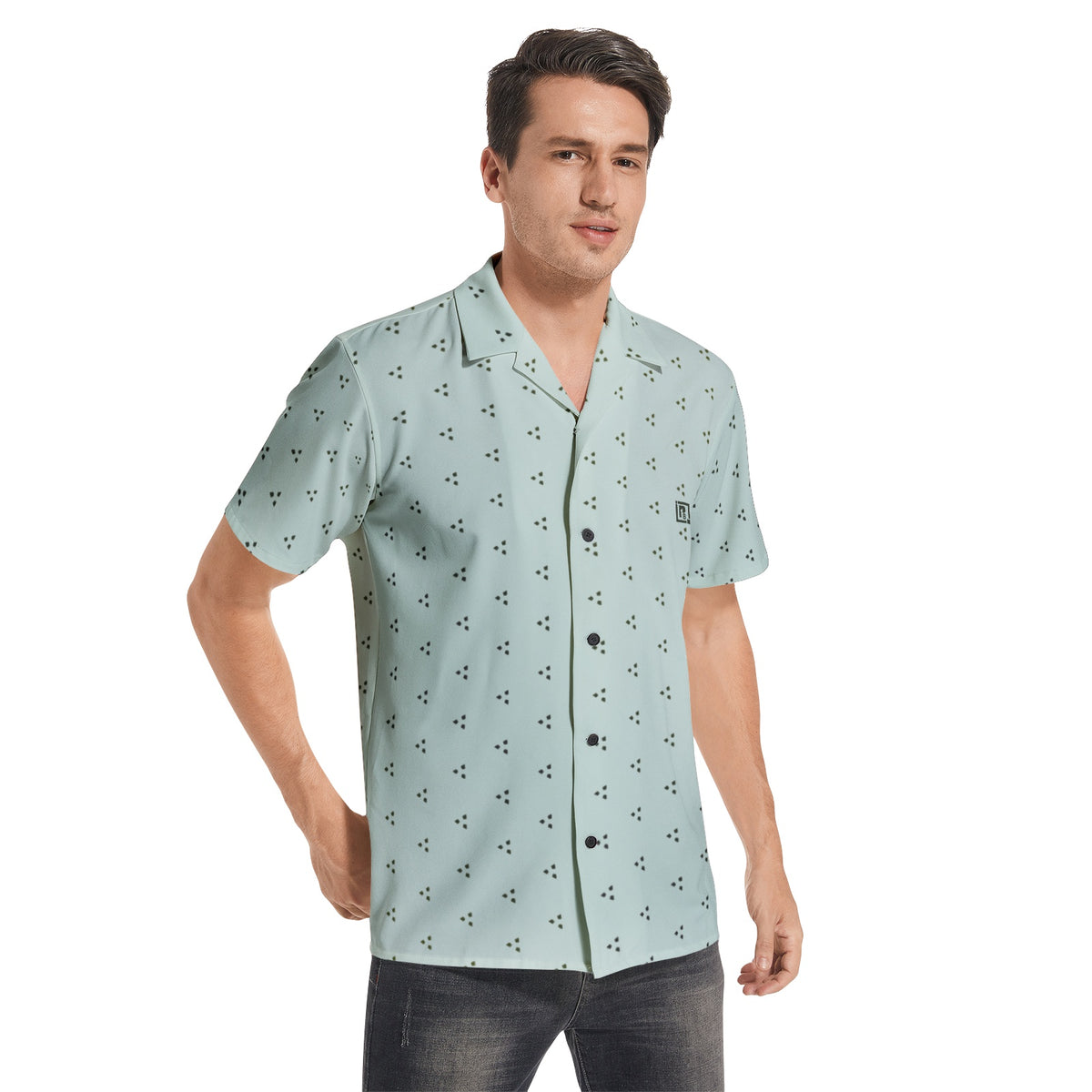 Men’s Short Sleeve Mint Green Printed Shirt