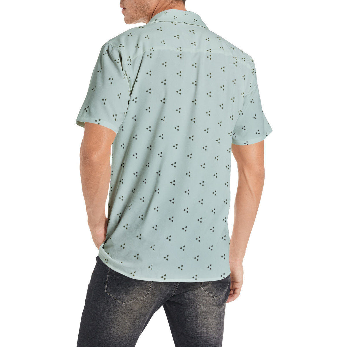 Men’s Short Sleeve Mint Green Printed Shirt