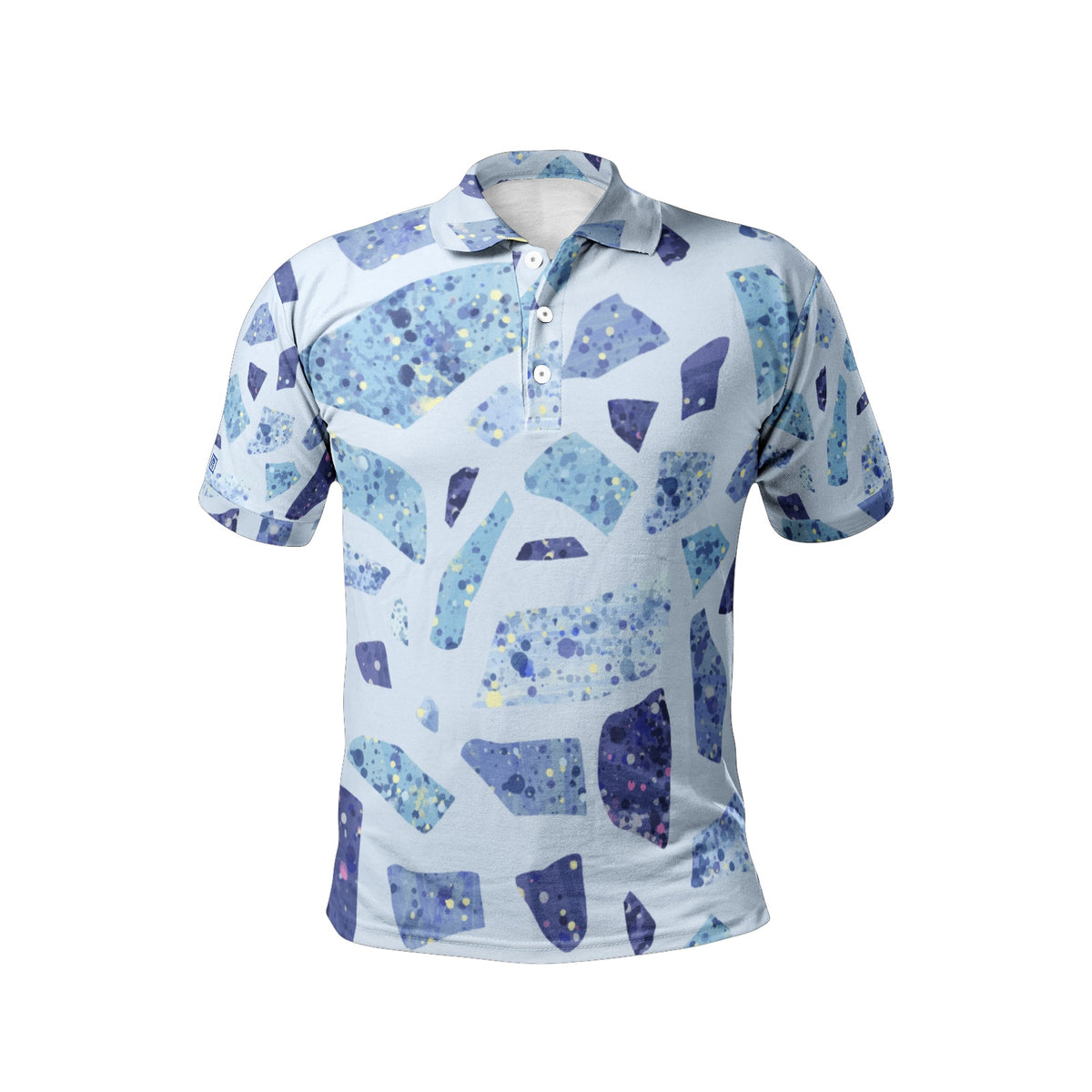 Men’s Abstract Blue Print Polo T-Shirt