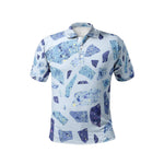 Men’s Abstract Blue Print Polo T-Shirt