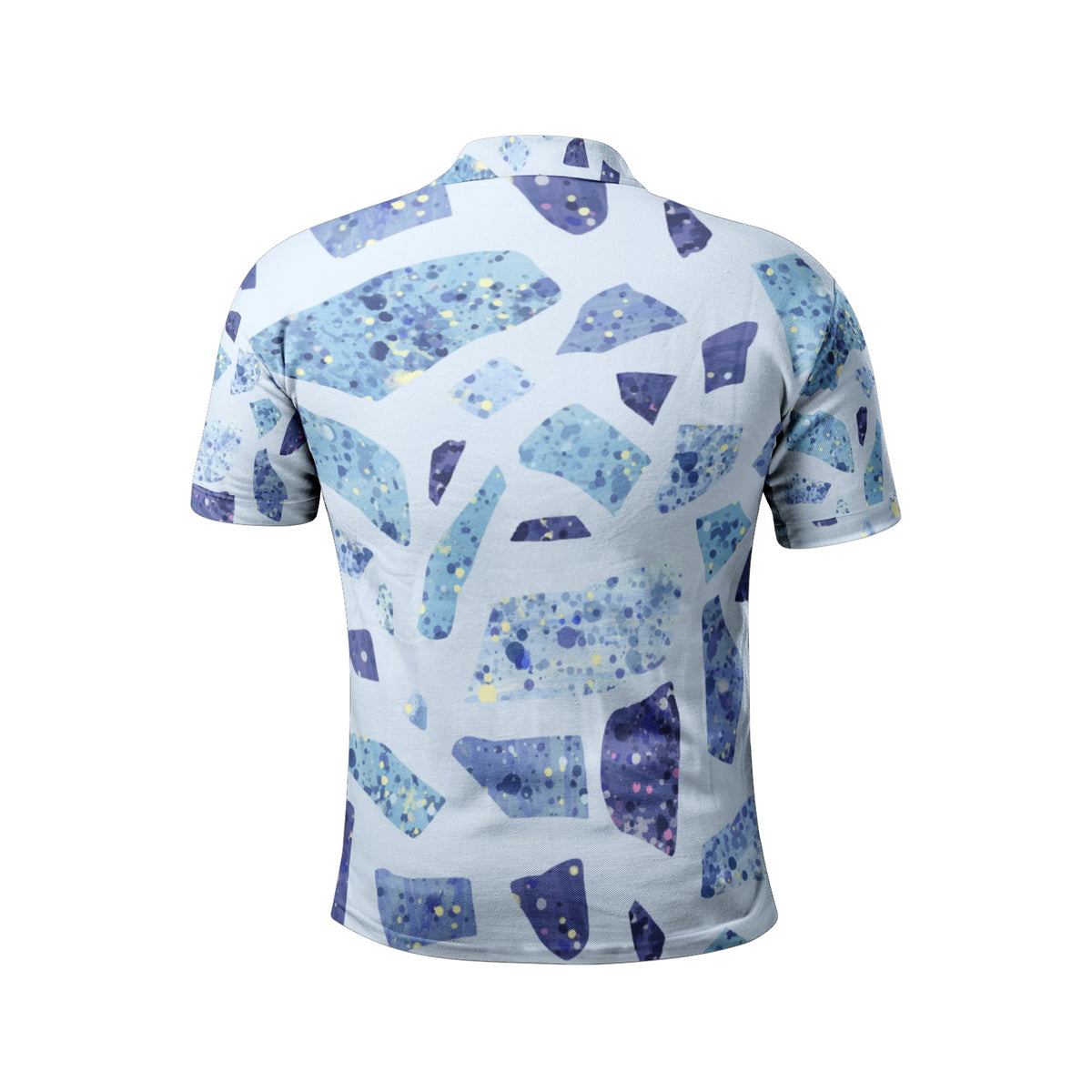 Men’s Abstract Blue Print Polo T-Shirt