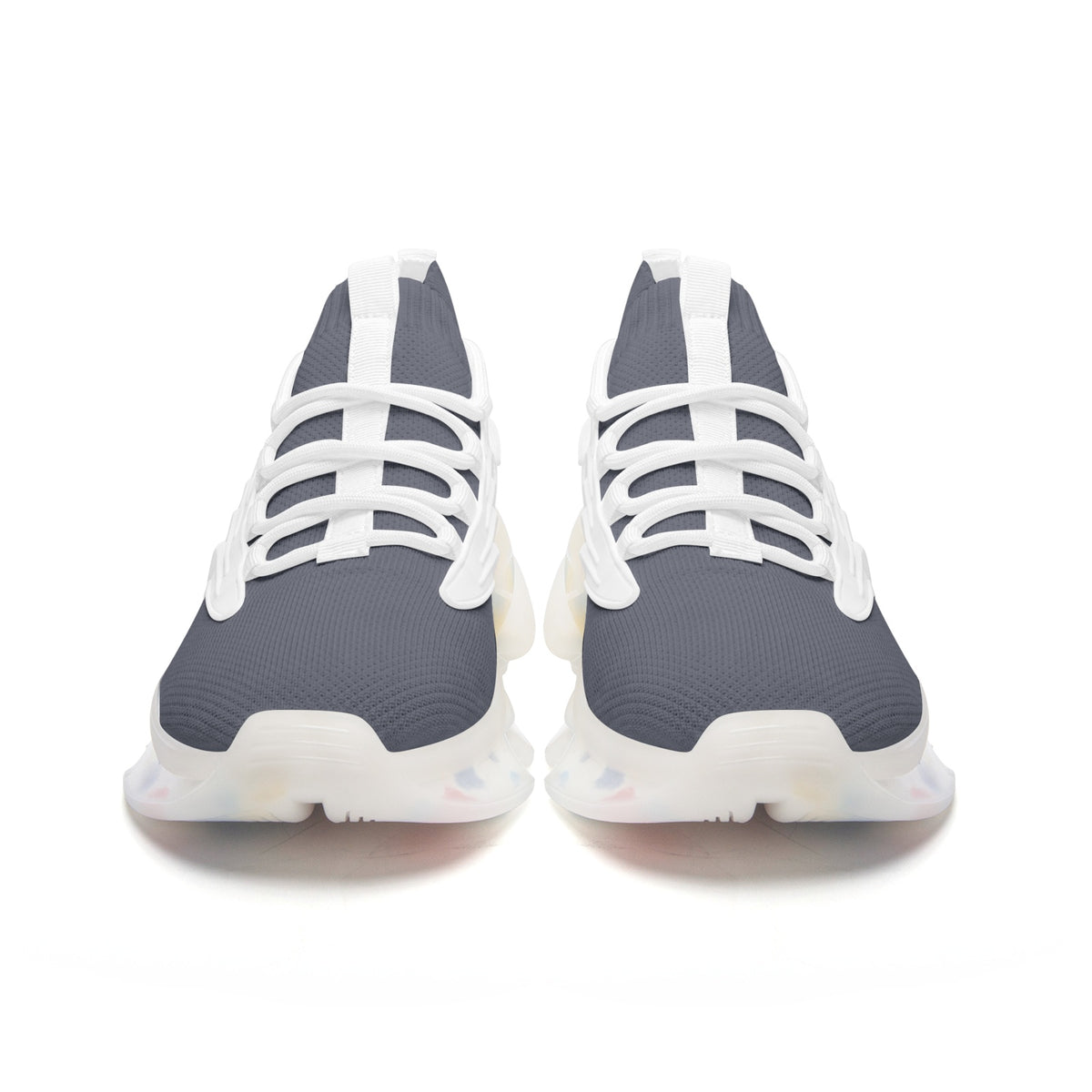 Futuristic High-Performance Sneakers – Gray & White with Transparent Sole